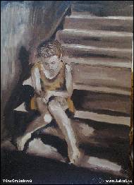 Věra Orzághová - Děvčátko na schodech- PRODÁNO