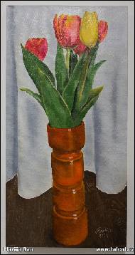 Marija Ban - obrazy na plátně, ručně malovaný obraz, tulipány ve vaze