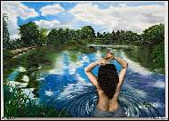 Marija Ban - paintings on canvas, hand painted painting, woman in water