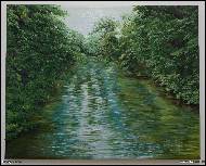 Marija Ban - voda, řeka, les, ručně malovaný obraz, obrazy na plátně