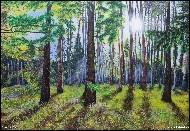 Marija Ban - paintings on canvas, hand painted painting, Morning spring forest