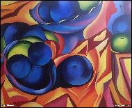 Jana Klimova - Zátiší s modrými jablky